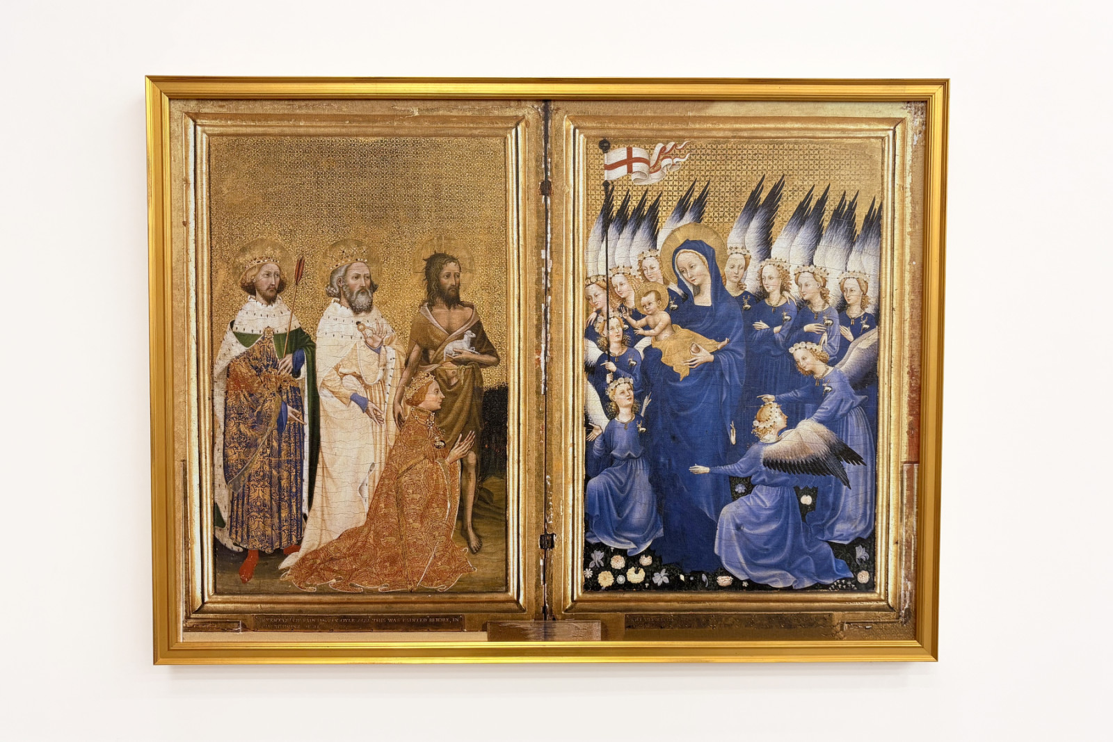 II. Richárd átadta a Szűznek és a Gyermeknek Keresztelő Szent János védőszentje, valamint Edward és Edmund szentek, 1395-99 körül (tojástempera tölgyen) - Master of the Wilton Diptych