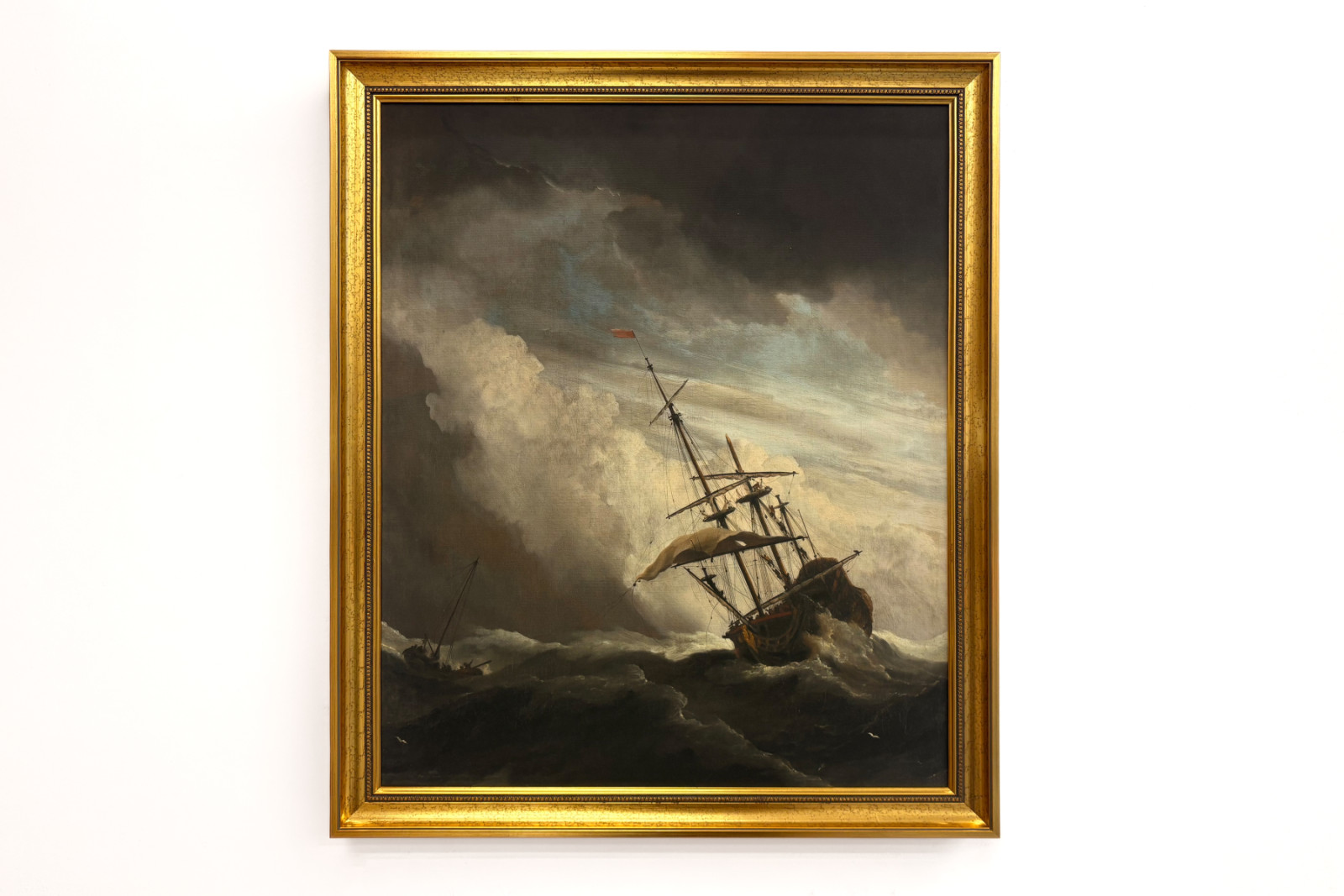 Hajó a nyílt tengeren, amelyet széllökés kap el, „A széllökés” néven ismert - Willem van de Velde (II)