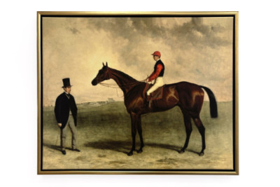 Gladiátor Harry Grimshaw-val és tulajdonosával, Frederic de Lagrange gróffal, 1865