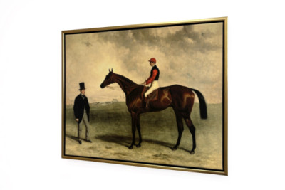 Gladiátor Harry Grimshaw-val és tulajdonosával, Frederic de Lagrange gróffal, 1865 - Harry Hall