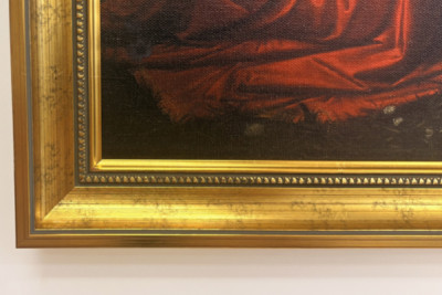 Olaszország Toszkána Firenze, Uffizi Képtár: Angyali üdvözlet, Leonardo da Vinci (1452-1519) festménye, Olaj, fa, kb. 1472-1475, 98x217 cm