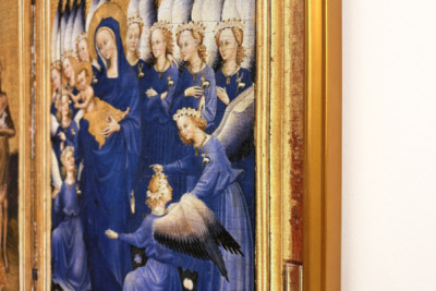 II. Richárd átadta a Szűznek és a Gyermeknek Keresztelő Szent János védőszentje, valamint Edward és Edmund szentek, 1395-99 körül (tojástempera tölgyen)