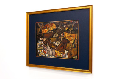 Házak félholdja, Krumau (mai nevén Český Krumlov, Csehszlovákia) - Házak félholdja, Krumau (A kisváros V), Egon Schiele (1890-1918) műve