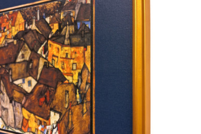 Házak félholdja, Krumau (mai nevén Český Krumlov, Csehszlovákia) - Házak félholdja, Krumau (A kisváros V), Egon Schiele (1890-1918) műve