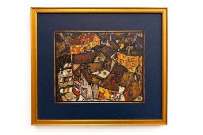 Házak félholdja, Krumau (mai nevén Český Krumlov, Csehszlovákia) - Házak félholdja, Krumau (A kisváros V), Egon Schiele (1890-1918) műve