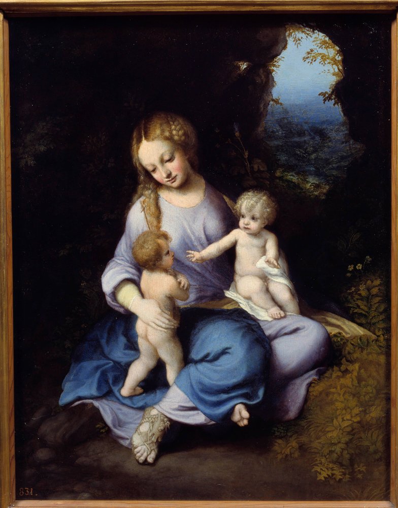 Antonio Allegri Szűz, Jézus és Szent János gyermek festménye (Correggio vagy Correge néven 1489-1534) 16. századi Madrid, Prado Múzeum alkotó: (c.1489-1534) Correggio