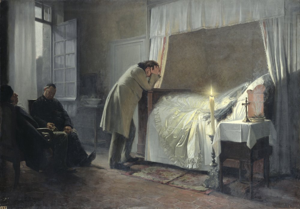 Bovaryné halálos ágya, 1889 előtt alkotó: Albert-Auguste Fourie