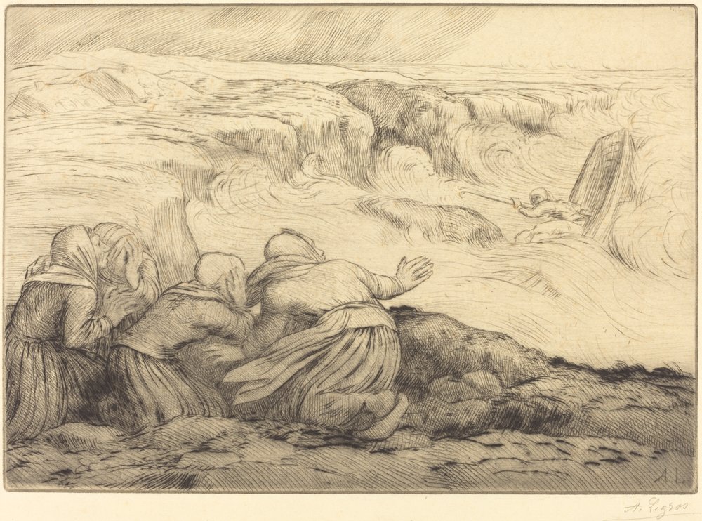 Kishajó veszélyben (Barque en peril) alkotó: Alphonse Legros