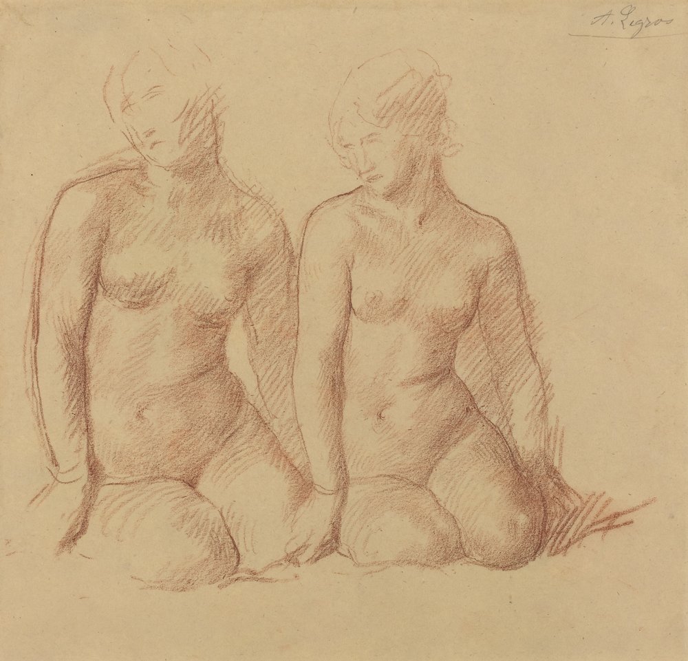 Tanulmány két egymás mellett ülő alakról alkotó: Alphonse Legros