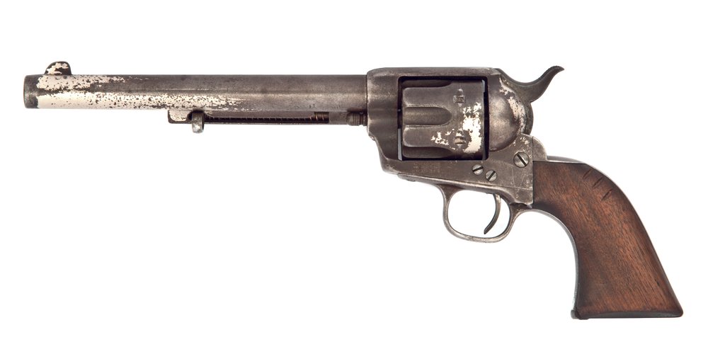 .44-40-es, hatlövetű, egyszeres működésű „1873-as modell” katonai revolver, Colt, Hartford, 1881 alkotó: American School