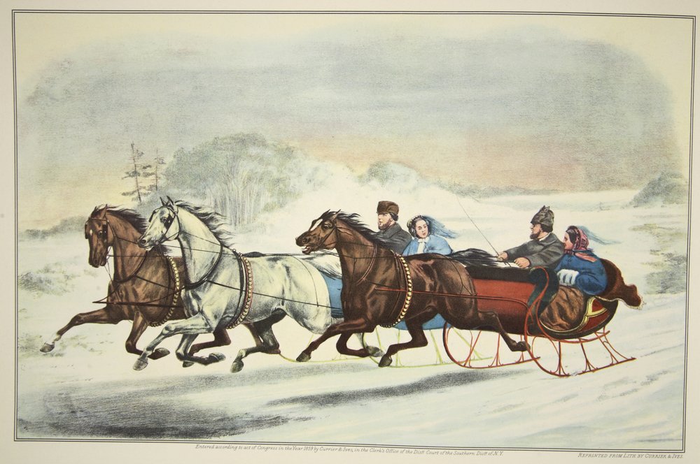 The Sleigh Race, kocsma. 1859, Currier & Ives alkotó: American School