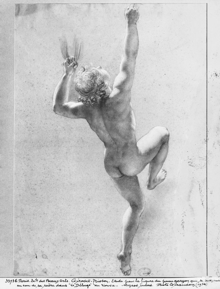 Árvízi jelenet, meztelen fiatal fiú tanulmánya alkotó: Anne-Louis Girodet de Roucy-Trioson