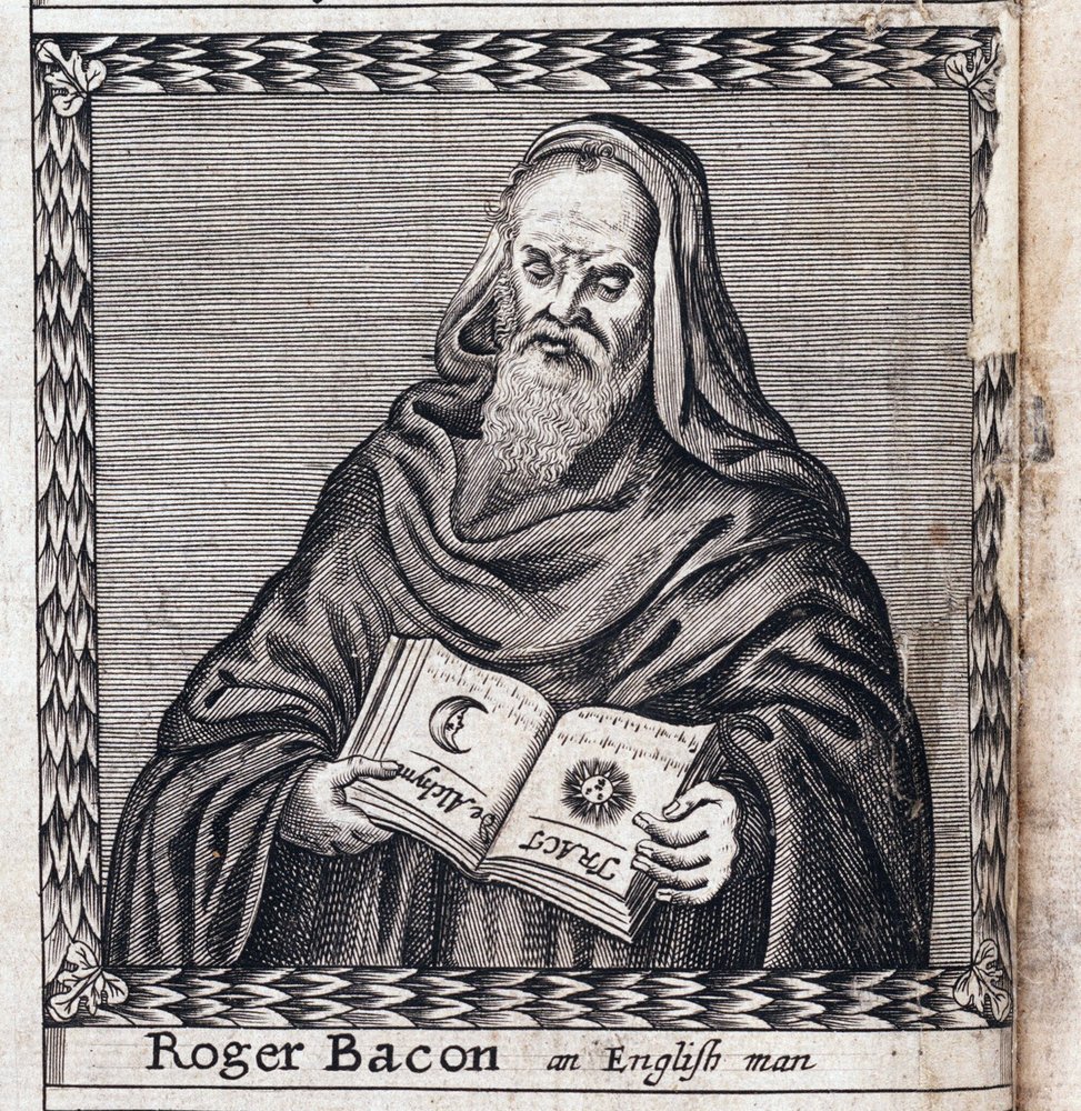 Roger Bacon (1214-1294), becenevén Doktor Mirabilis (Csodálatos doktor) - Névtelen munka, metszet alkotó: Anonymous Anonymous