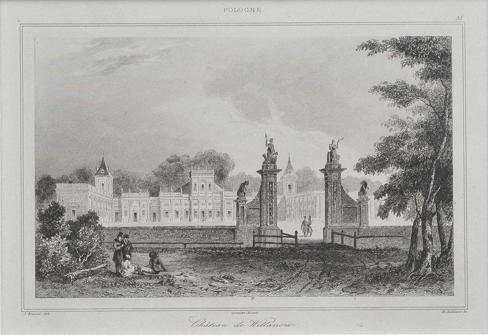Kilátás a Wilanów-palotára, 1840 alkotó: Augustin François Lemaiand#770tre