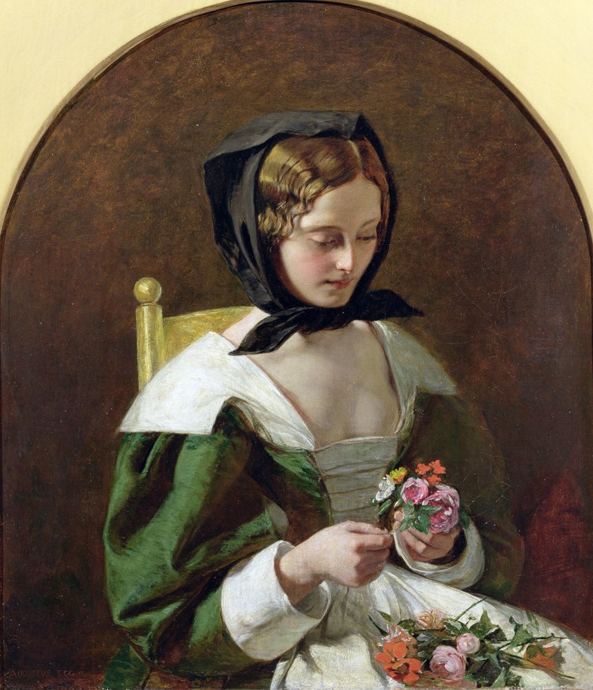 Virágcsokrot készítő lány, 1849 alkotó: Augustus Leopold Egg