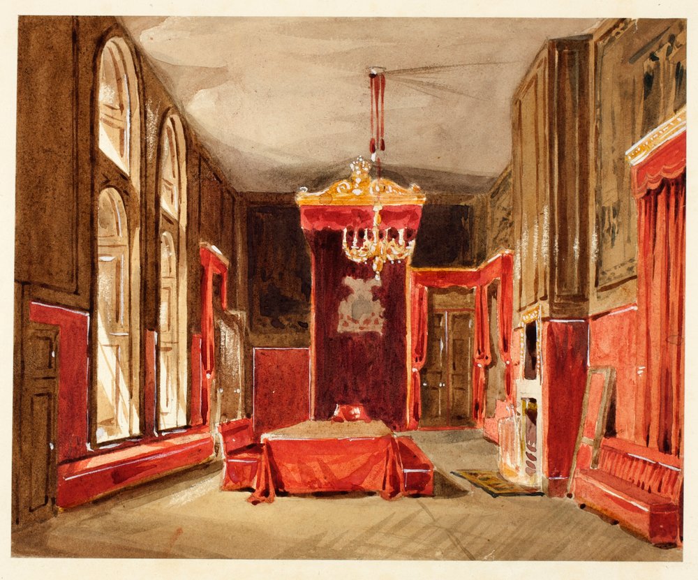Study for Drawing Room, St. James, a Microcosm of London alkotó: Augustus Charles Pugin