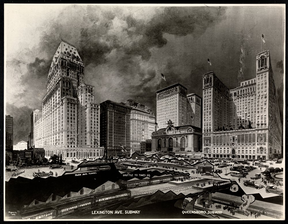 Fénykép a Pershing tér körüli metróútvonalak rajzáról, H. Biedermann, 1919 (ezüst zselatin nyomat) alkotó: Byron Company