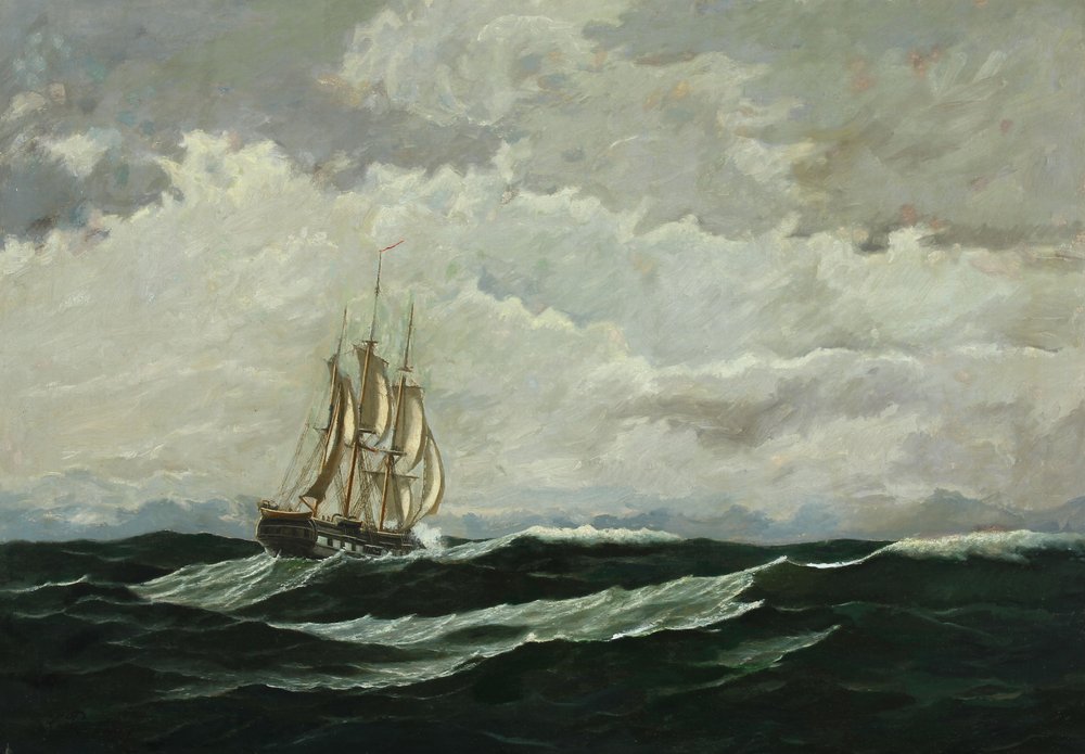Seascape hadihajóval a nyílt tengeren alkotó: Carl Rasmussen
