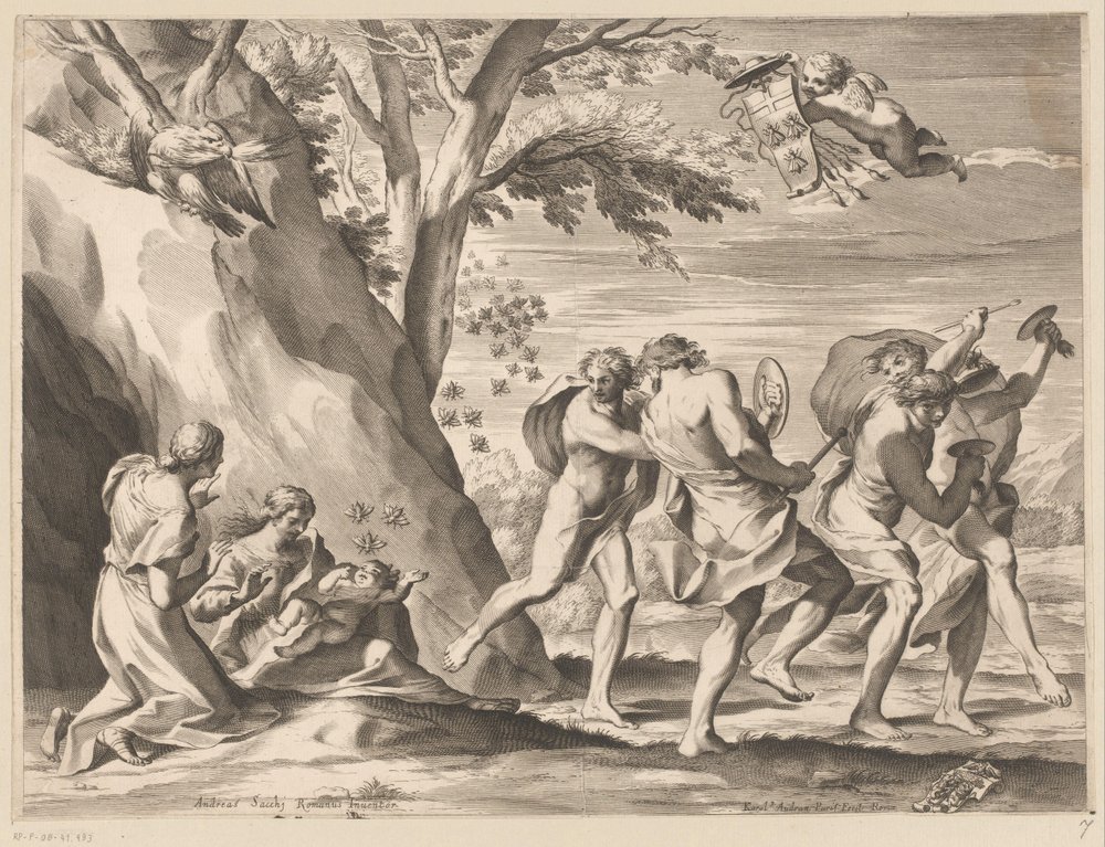 Jupiter nevelése a Barberini család címerével alkotó: Charles Audran