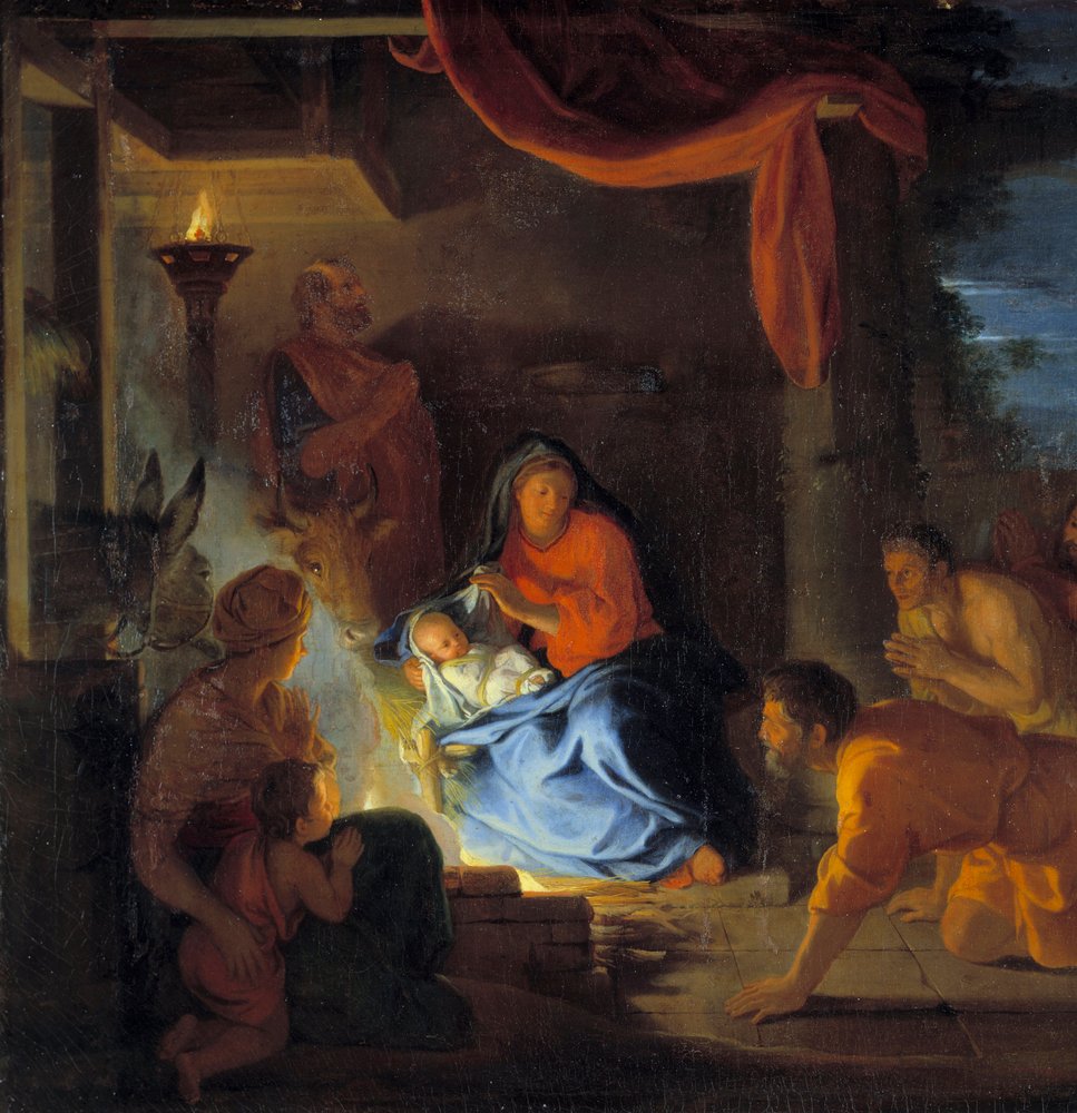 A Pásztorok imádata. Charles Lebrun (Le Brun) (1619-1690) festményének részlete 1690 V. 1,51x1,17 m alkotó: Charles Le Brun