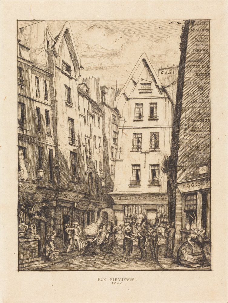 Rue Pirouette a vásárcsarnokoknál, Párizs alkotó: Charles Meryon