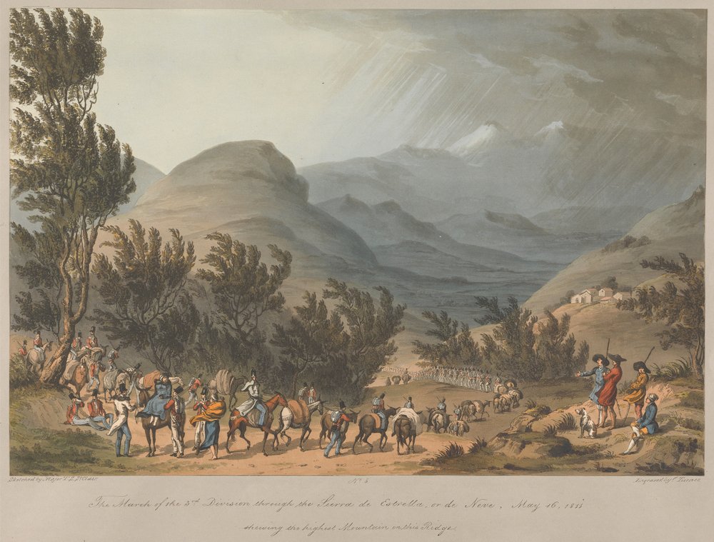 8. szám: A 3. hadosztály menetelése az Estiella- vagy Neve-hegységben, 1811. május 16. alkotó: Charles Turner