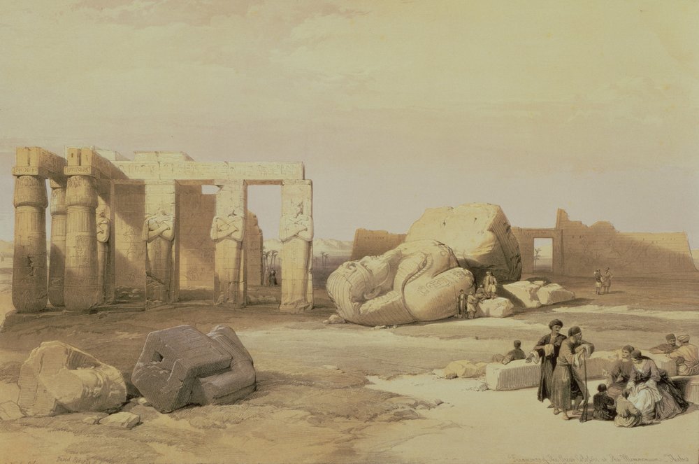 A nagy kolosszus töredékei a thébai Memnoniumban, Kr. e. 1937 alkotó: David Roberts
