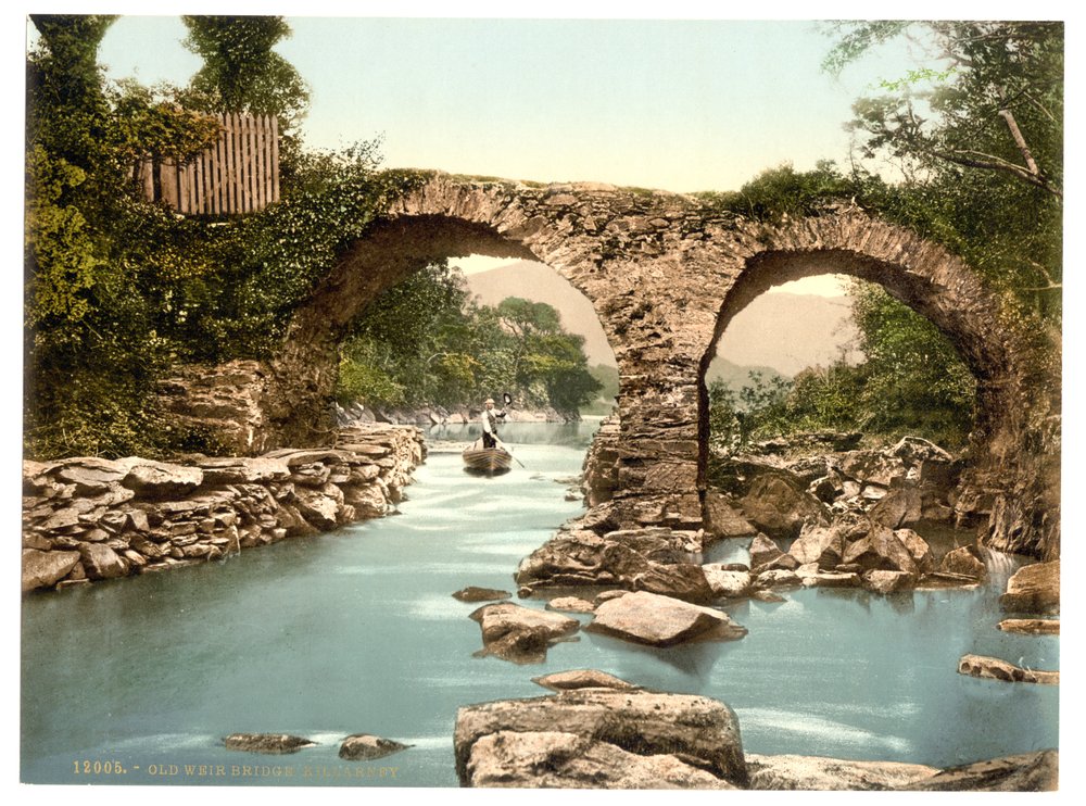Old Weir híd. Killarney, Kerry megye, Írország, 1890-1900 körül (photochrom) alkotó: Detroit Publishing Co.