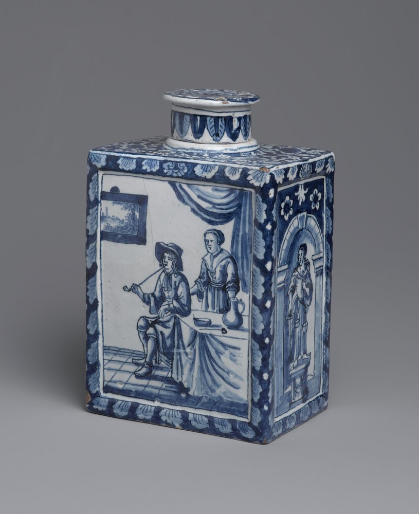 Tea caddy, 1698 körül (mázas edény) alkotó: Dutch School
