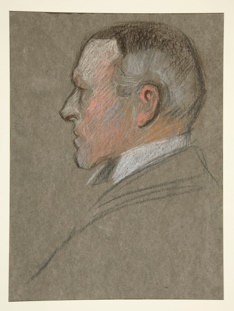 Férfifej bal profilból, VII. Eduárd koronázásához alkotó: Edwin Austin Abbey