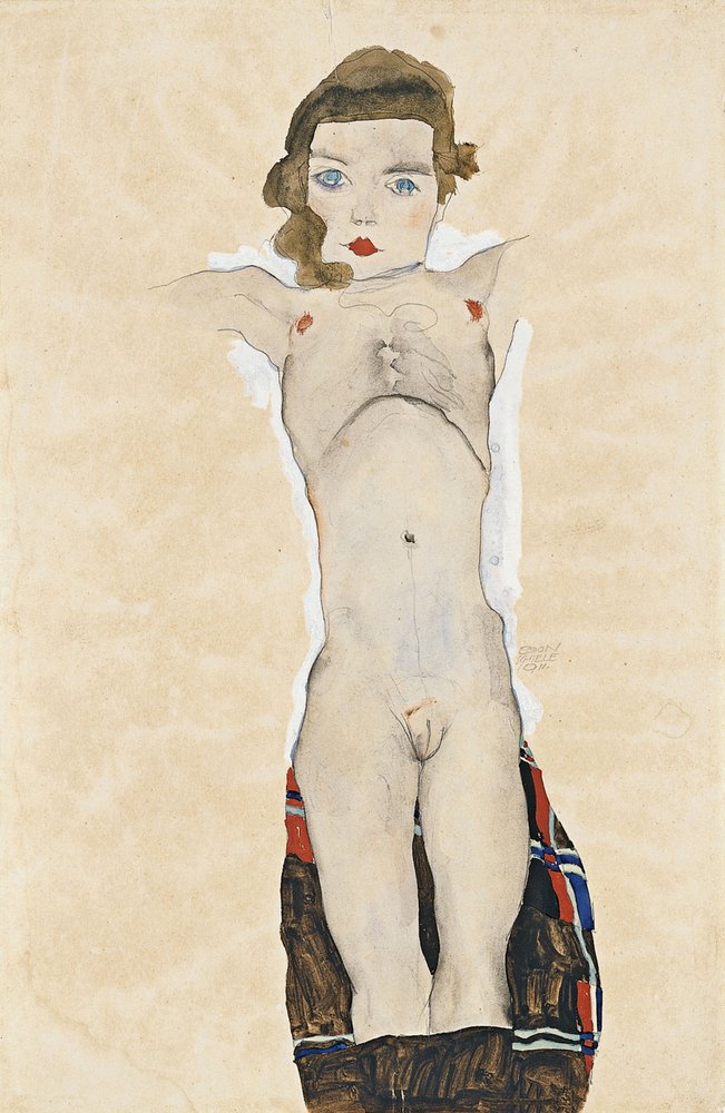 Meztelen lány kinyújtott karokkal, 1911 alkotó: Egon Schiele