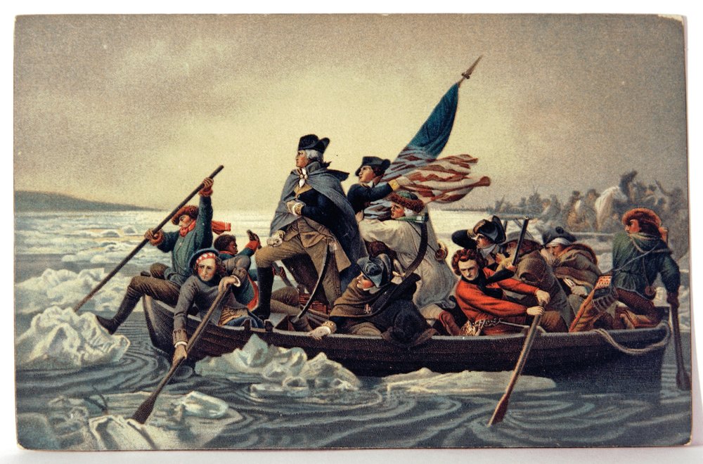 Történelem. USA. George Washington átkel a Delaware-en alkotó: Emanuel Gottlieb (after) Leutze