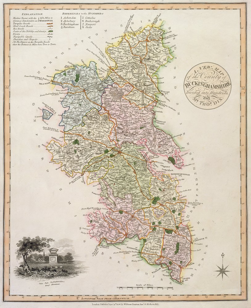 Buckinghamshire megye új térképe, 1816 alkotó: English School