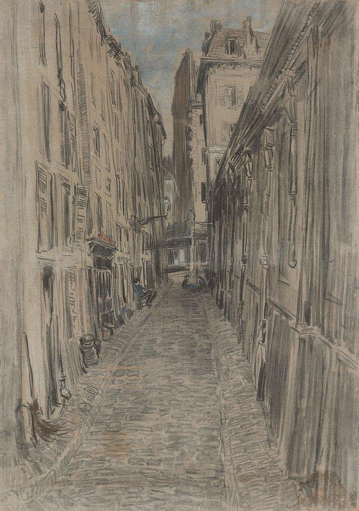 Street in Paris (pasztell, vászon) alkotó: Everett Shinn