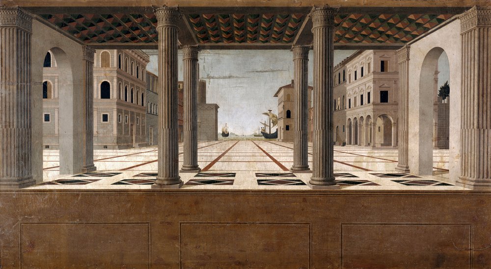 Építészeti Veduta, c. 1490 alkotó: Francesco di Giorgio Martini