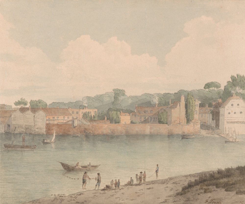Vauxhall Stairs, Millbank felől, 1797. július 5. alkotó: Francis Towne