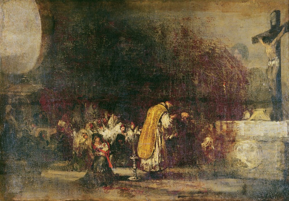 Mise a „nők templomi bevezetése” néven ismert szertartással alkotó: Francisco de Goya