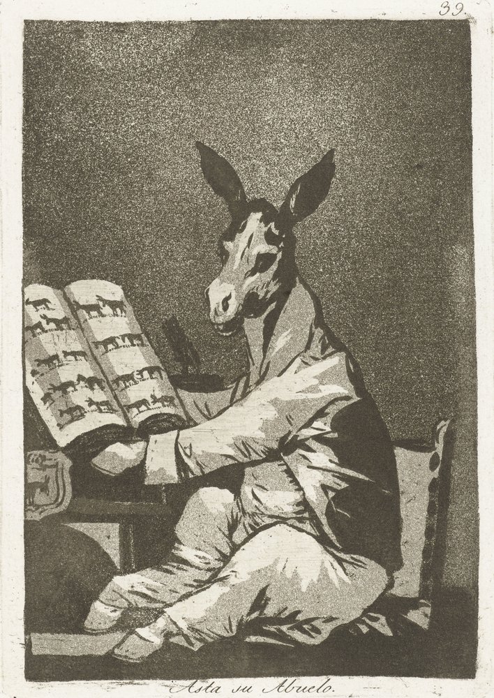 Mint a nagyapja Asta su abuelo (cím a tárgyon) Los Caprichos (sorozat címe) Los caprichos alkotó: Francisco de Goya