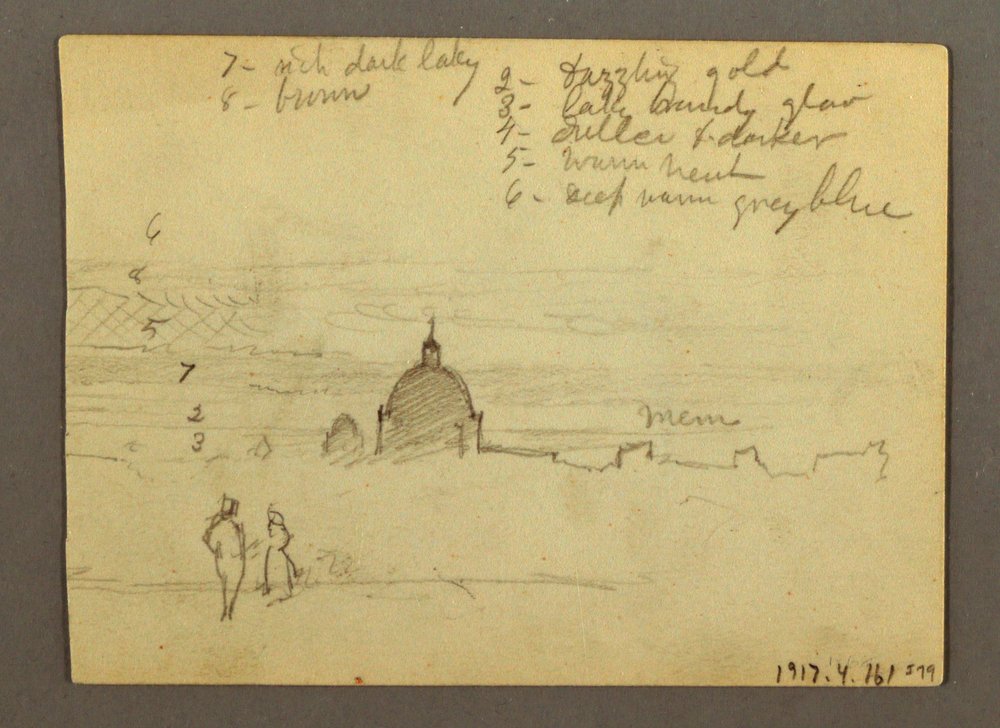 Rajz, Szent Péter bazilika és Vatikánváros (északról nézve), Róma, Olaszország, 1869. január alkotó: Frederic Edwin Church