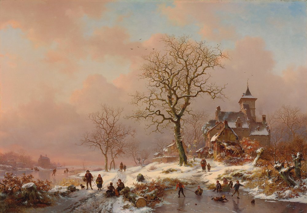 Téli táj jégen játszó alakokkal, 1868 alkotó: Frederick Marianus Kruseman