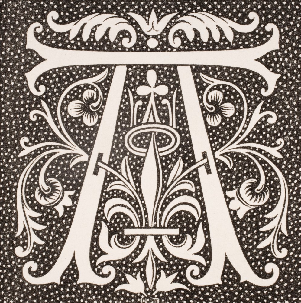 A díszített "A" betű Paul Lacroix (1806-84) "Le Moyen Age et La Renaissance" című művéből, 1847-ben alkotó: French School