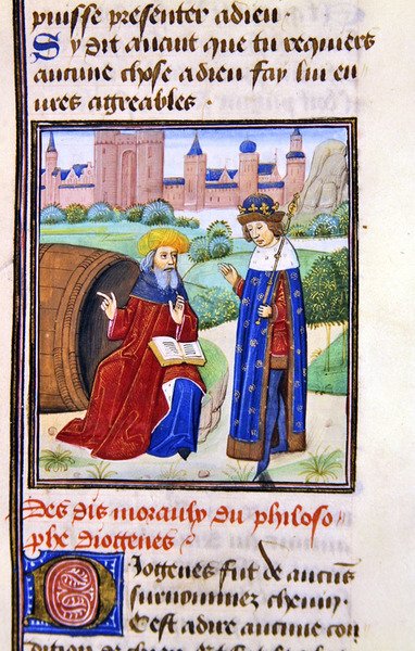 Diogenes, a Histoire des Philosophes-ból, 15. század végi (vellum) alkotó: French School