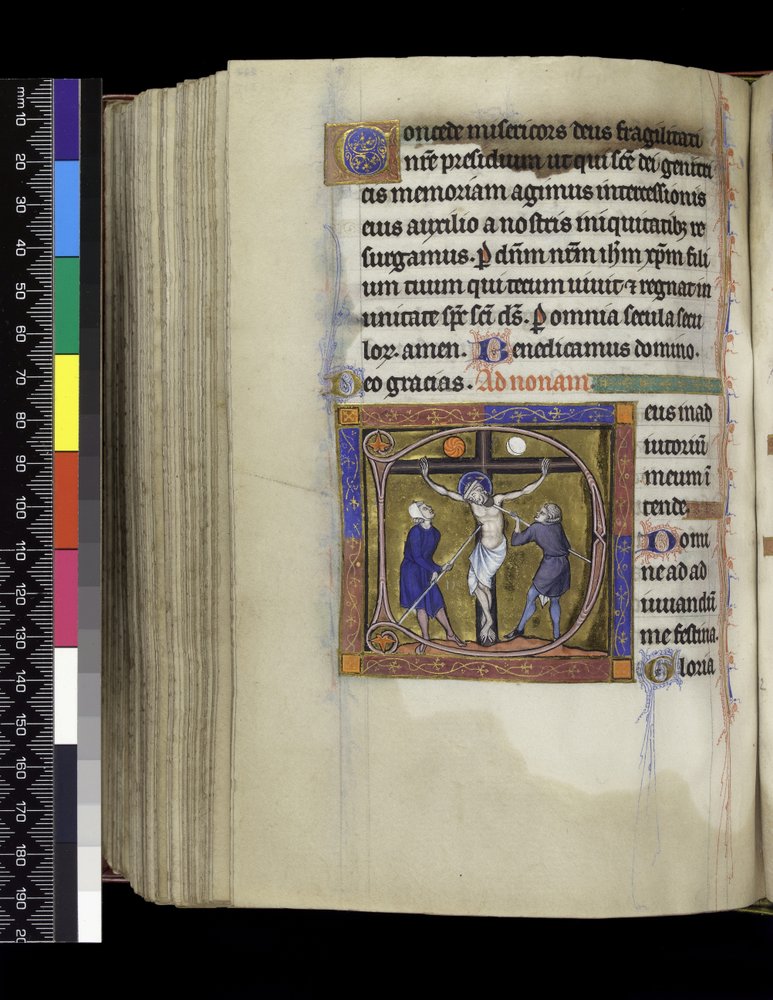 MS 300 f.217v, Keresztre feszítés, Franciaország Izabella zsoltárából és óráiból, Párizs, 1265-1270 körül (toll, tinta és tempera pergamenen) alkotó: French School