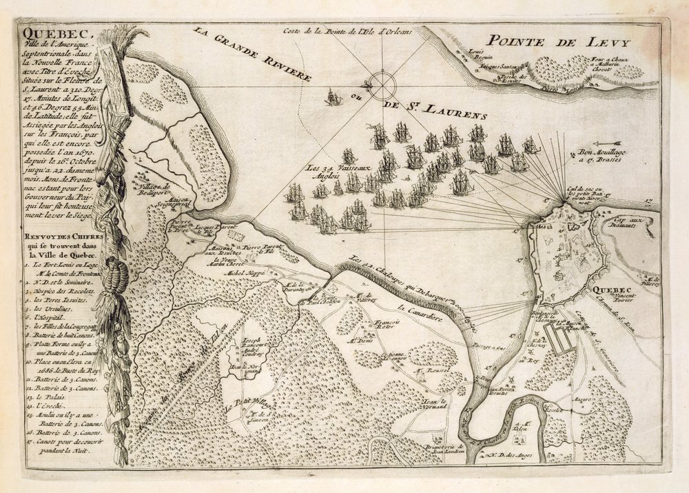 A brit flotta által Quebec ostromának térképe, 1670 alkotó: French School