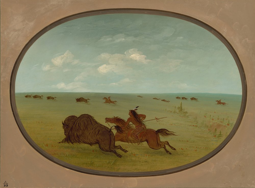Buffalo Chase, sziú indiánok, Felső-Missouri, 18611869. alkotó: George Catlin