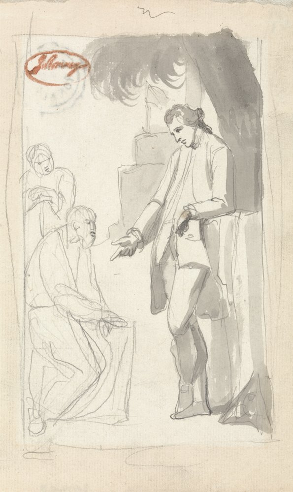 Pierson őrnagy és a Brahman (szürke mosás és grafit fektetett papíron) (lásd: 153906) alkotó: George Romney