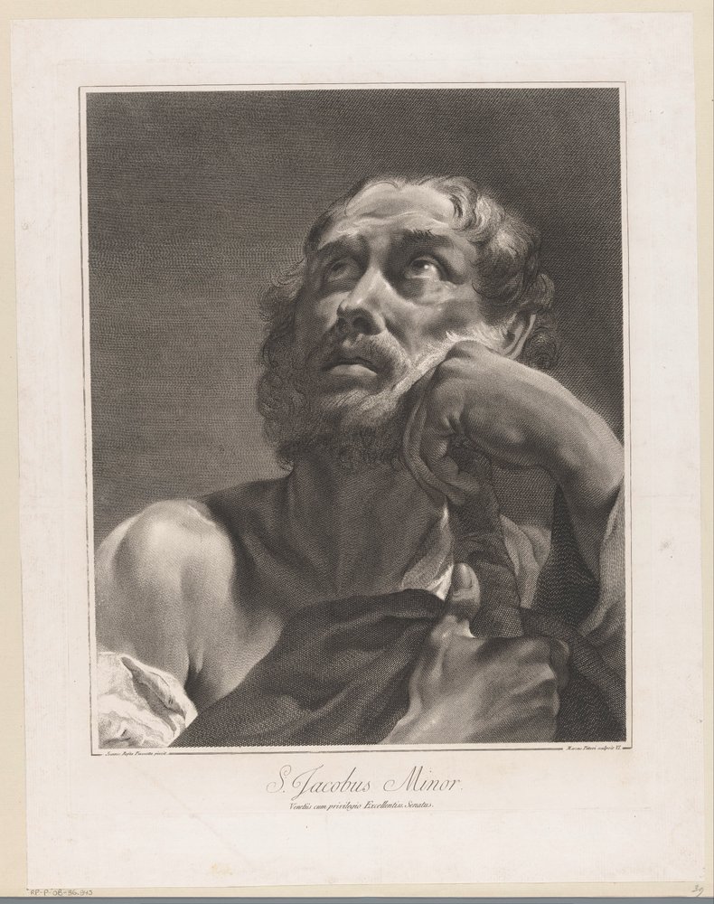 Kisebb Jakab apostol S. Jacobus Minor (cím a tárgyon) Apostolok (sorozat címe) alkotó: Giovanni Marco Pitteri