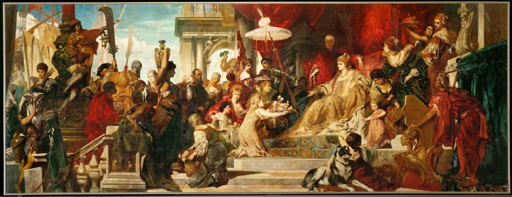 Venedig kitünteti Caterina Cornaro-t (festmény vászonra) alkotó: Hans Makart