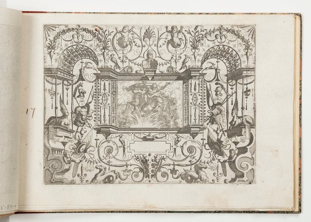 17. tábla, Grotteßcóból különféle módokon (különféle groteszkek) alkotó: Hans Vredeman de Vries