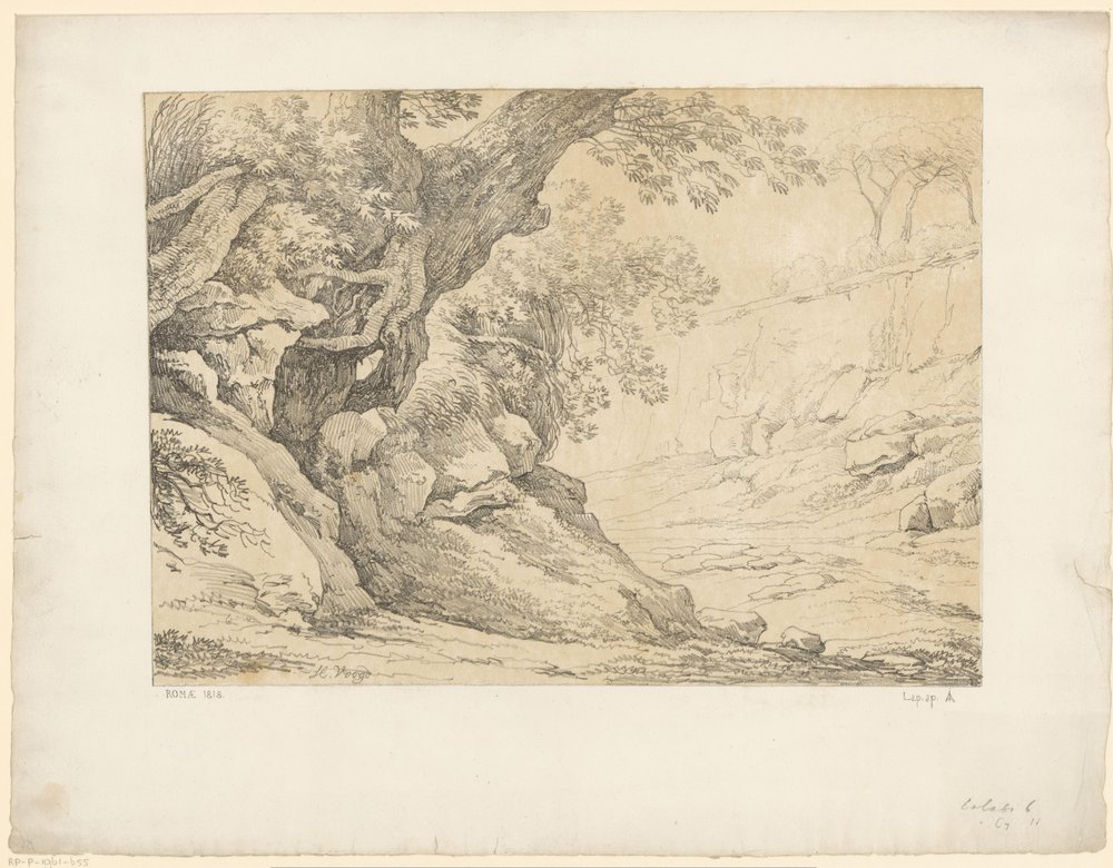 Benőtt sziklák Tentamina Lithographica (sorozat címe) Olasz tájak (sorozat címe) alkotó: Hendrik Voogd